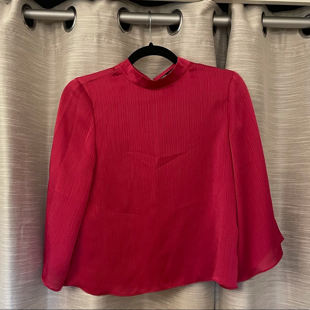 ZARA Fuchsia pink long sleeve blouse.
